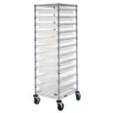 Bin Cart, 21in W x 24in L x 69in H, with 11 DG93030 Grey Bins (22-1/2" x 17-1/2" x 3 in) redirect to product page
